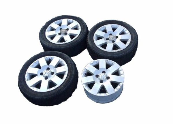 📞 4 CERCHI IN LEGA RUOTE 3 PNEUMATICI ORIGINALI CITROEN 185/55 R15 4 FORI